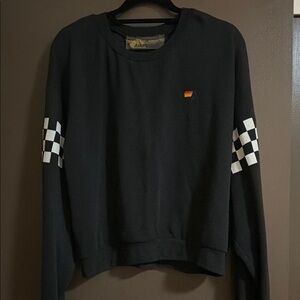 Aviator nation Black Checkered crew sweatshirt size medium